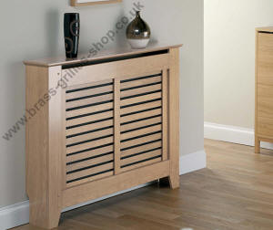 Rhode Island Radiator Cover with Slatted Front in Oak veneer