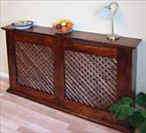 Rustic Pine with lattice grille and mahogany stain